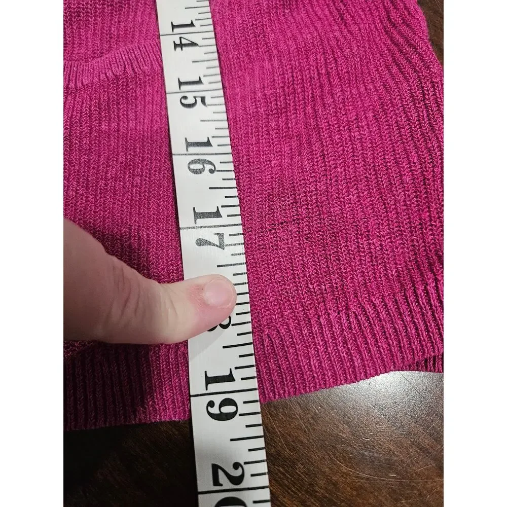 J. Jill Petite Pink Linen Blend Knit Tunic Sweater Top Pocket 3/4 Sleeve SP